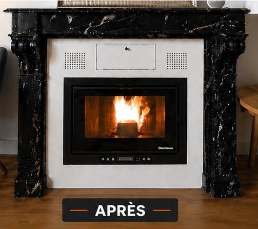 Cheminée après installation d'un poêle à granulés par Monsieur Cheminée