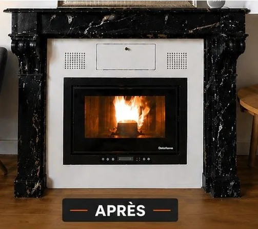 Cheminée après installation d'un poêle à granulés par Monsieur Cheminée